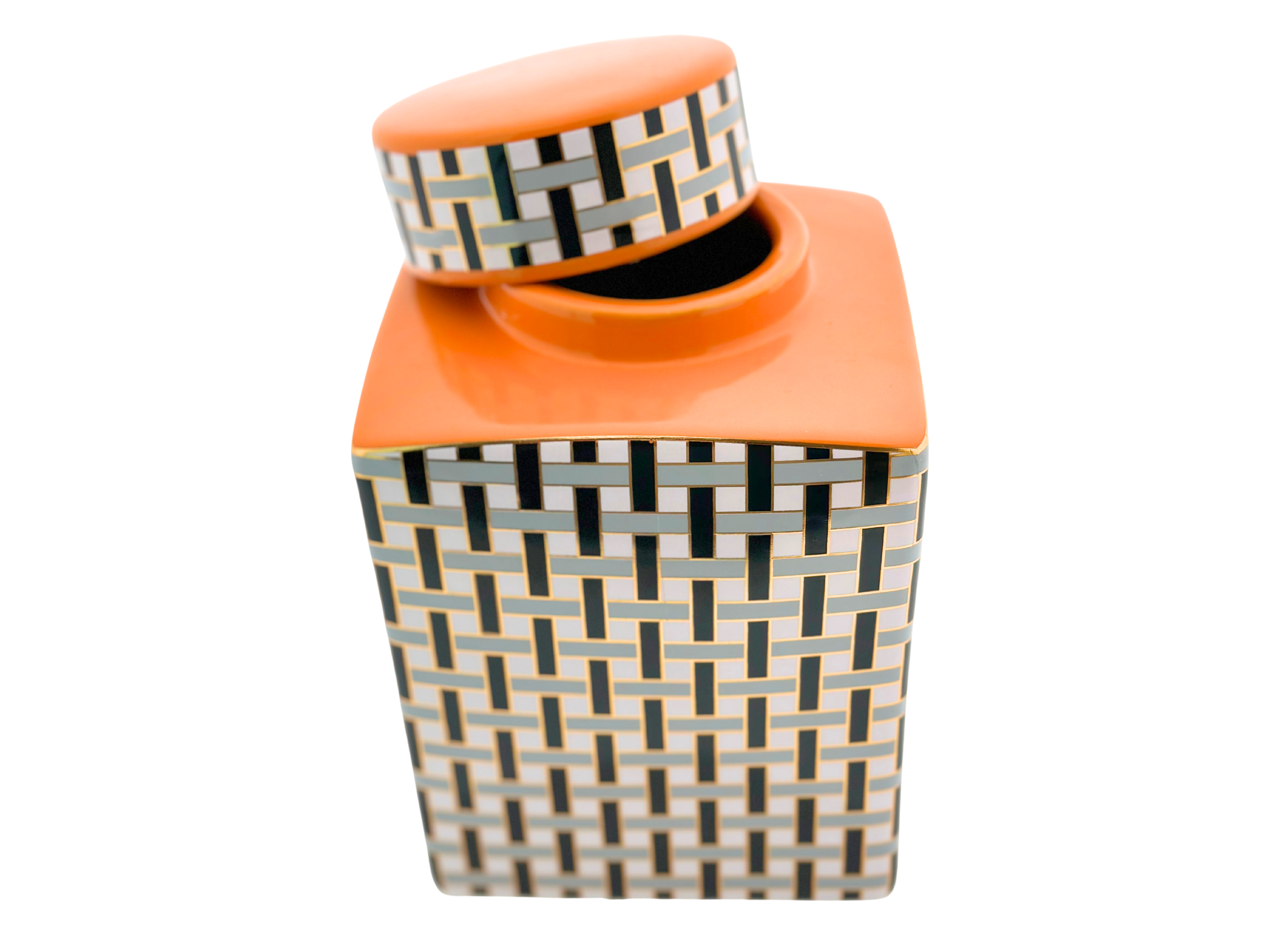 gevlochten patroon - urn - oranje - wit - zwart - rememberme webshop - as - urnen